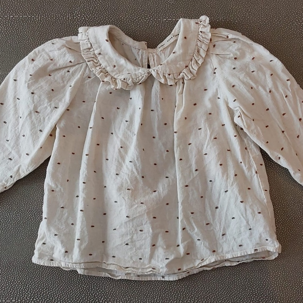 Soor Ploom White Polka Dot Kids Shirt 2y EUC - Picture 1 of 6